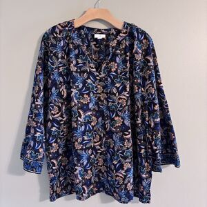 J.Jill 3X Women’s Top Floral A-Line 3/4 Sleeves Boho Classy Feminine Spring $89